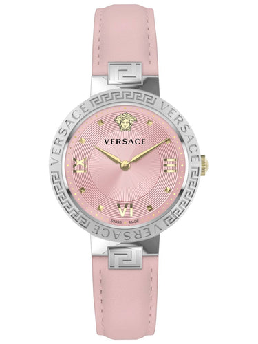 Versace Herren Armbanduhr Greca Lady 36 mm Greca-Gravur auf dem oberen Ring Armband Leder VE2K00121